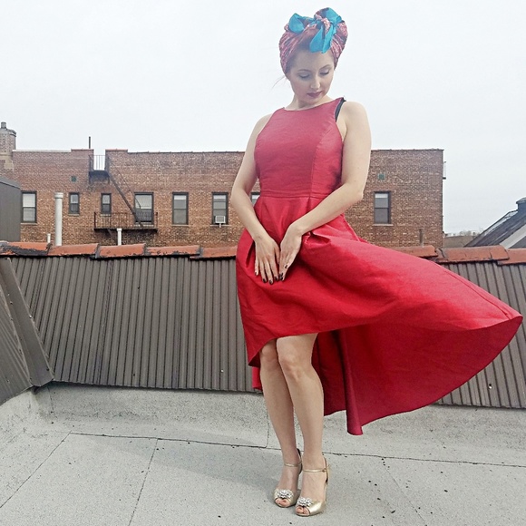 Sachin & Babi Cutout Cocktail Hi-Low pin-up 50s style Prom Evening Gown - Picture 6 of 6